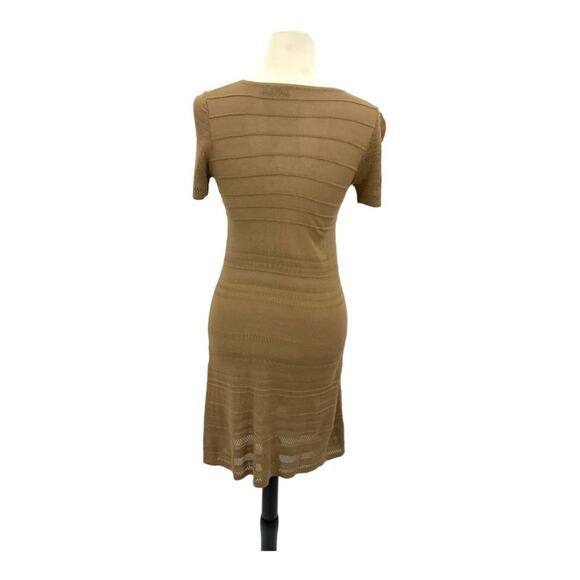 Kate Spade Saturday Tan Knit Crochet Short Sleeve Dress Size 4 - Picture 3 of 8